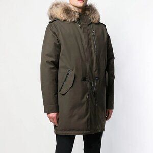 Mackage Men's MORITZ rabbit fur-lined twill parka with removable silver fox fur